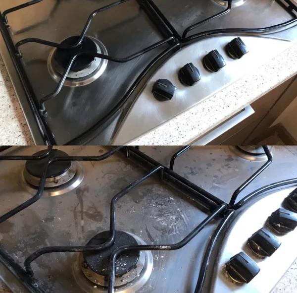 “Goodbye grease, hello sparkle! ✨” From baked-on mess to spotless shine — this stove got the deep clean it deserved!