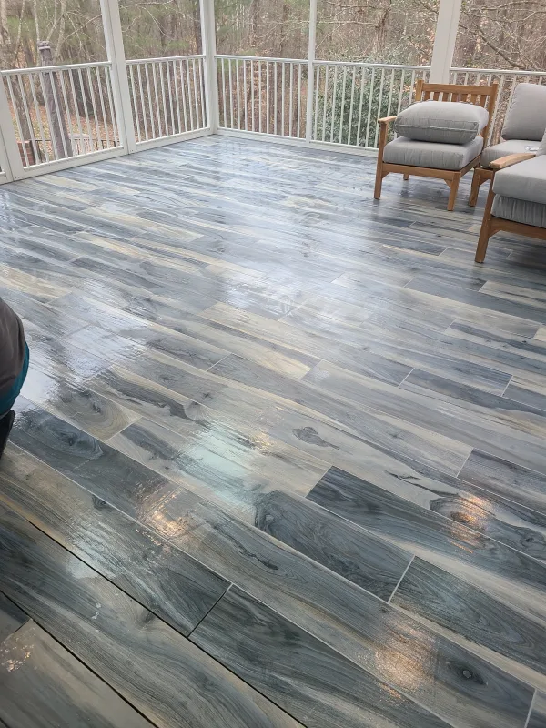 Installed porch floor