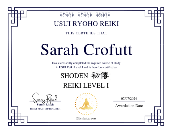 Reiki Level 1 Certification