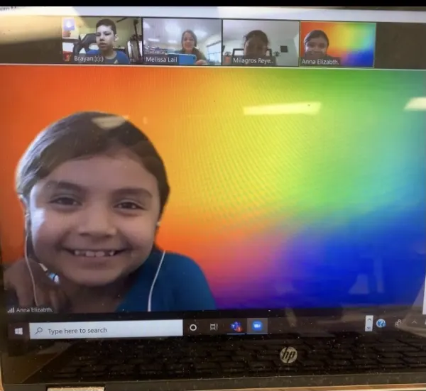 One happy remote student on Zoom!