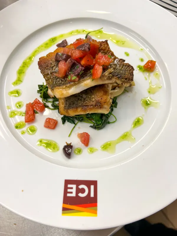 Flounder with tomato olive relish