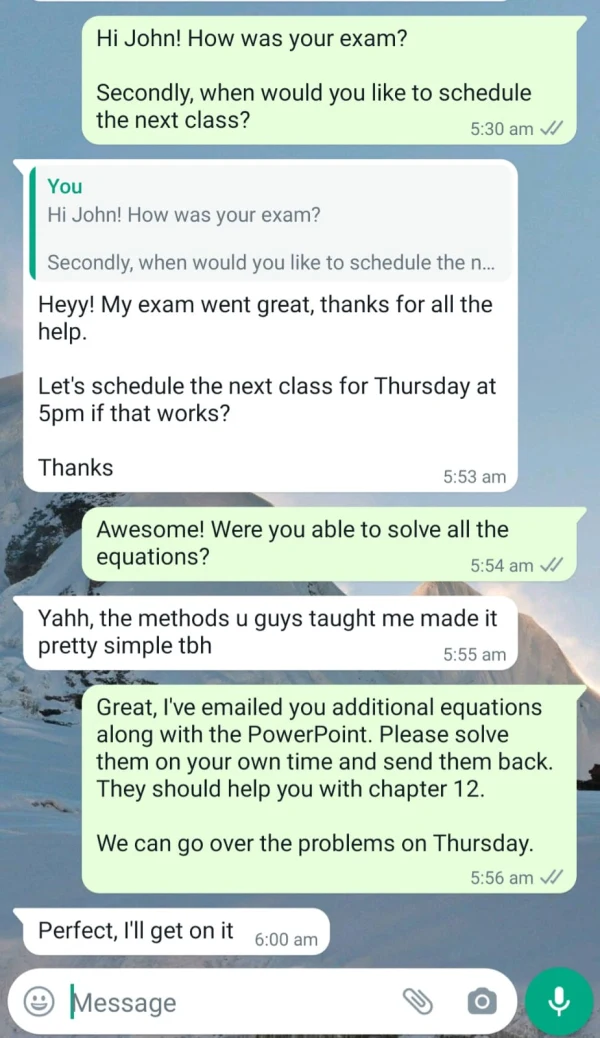 Feedback from a student.