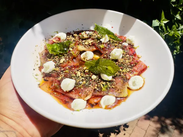 Grilled watermelon carpaccio