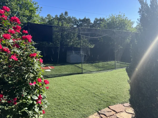 Turfed backyard with Cage