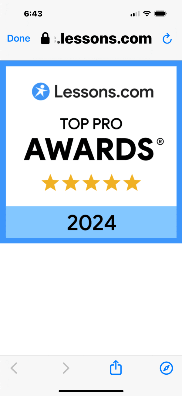 Rated number one teacher in the Tampa market on lessons.com