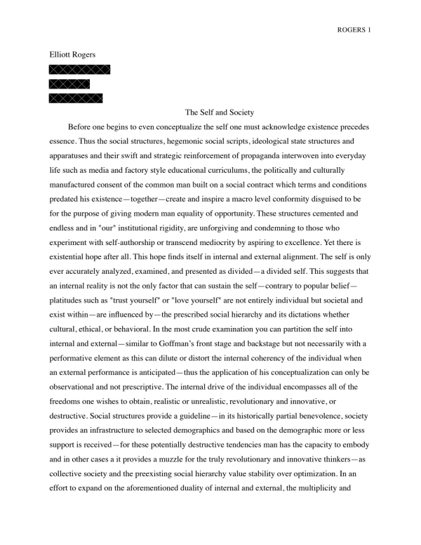 Sample Essay On The Self And Society