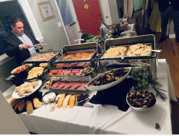 Dinner buffet at the guests home.