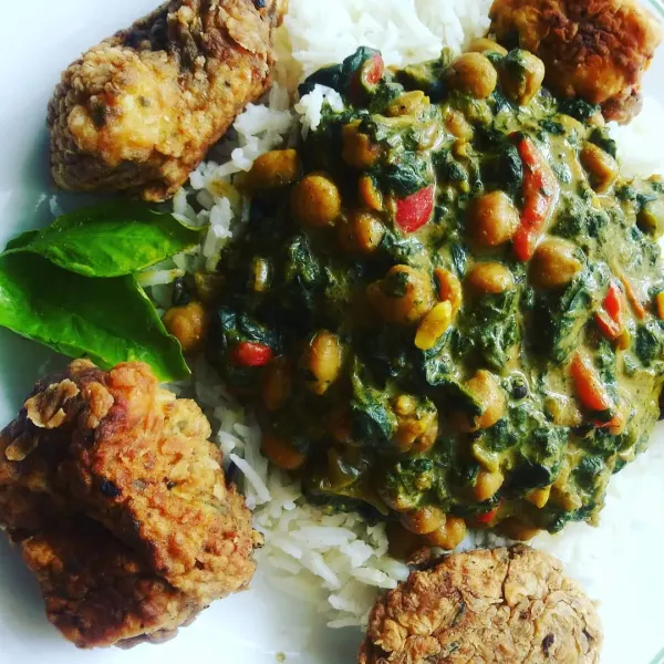 Coconut Spinach & Garbanzo & Tofu Fritters