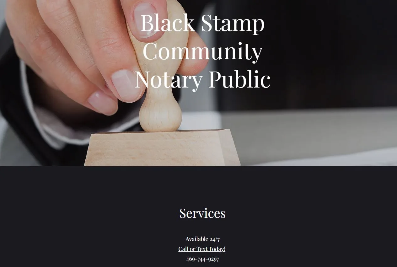 Black Stamp Community Notary Public in Irving, TX // Thervo