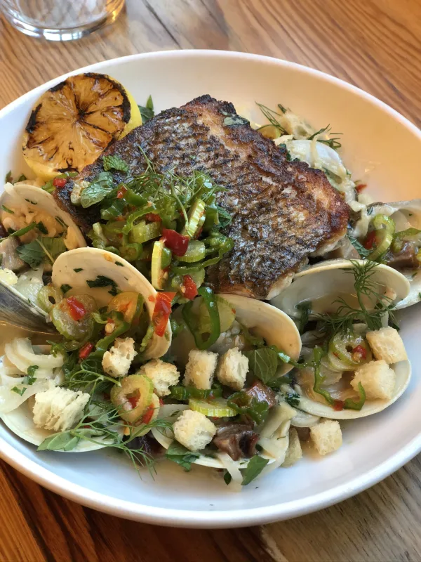Black bass and clams