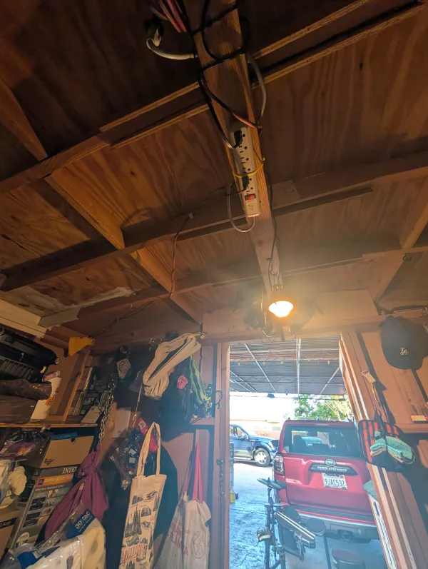 Inside of the shed. See how the client  used a power station to power the inside of the shed