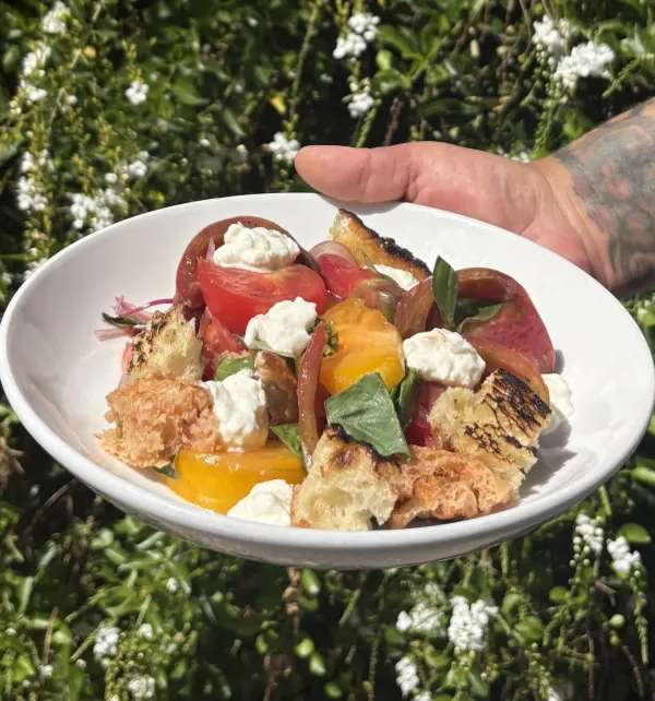 Hierloom tomato panzanella salad