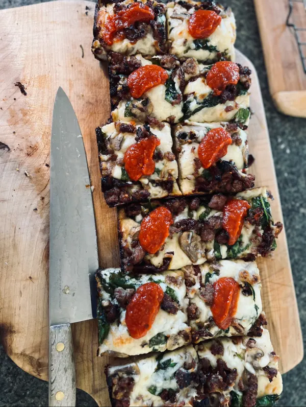 homemade Detroit style pizza