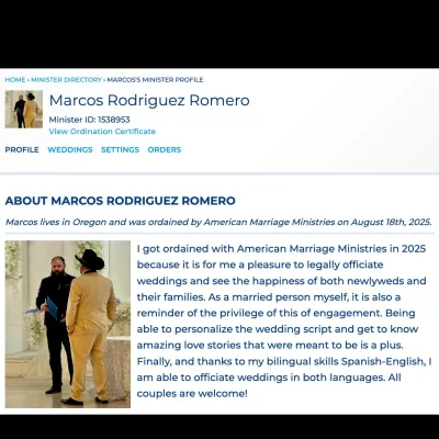 Marcos, Wedding Officiant