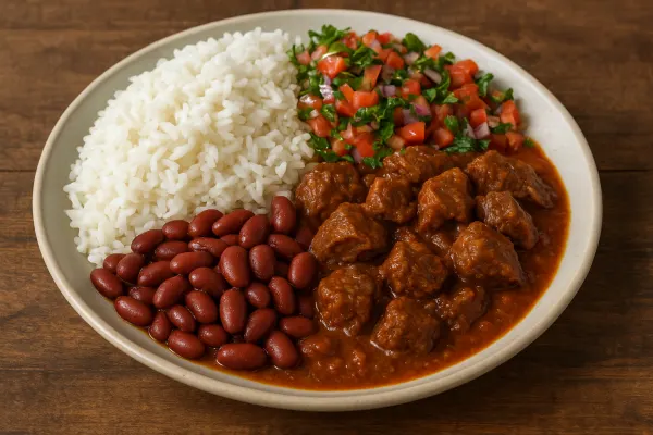 Coconut rice with beef stew