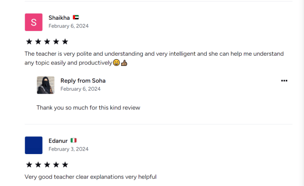 Reviews of my students.