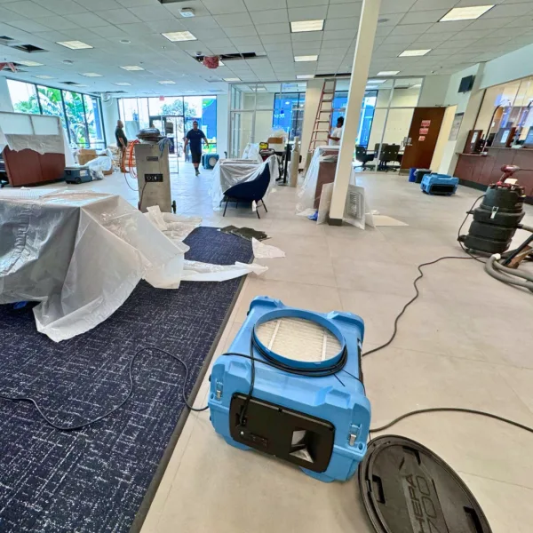 Post-renovation cleaning at a local bank