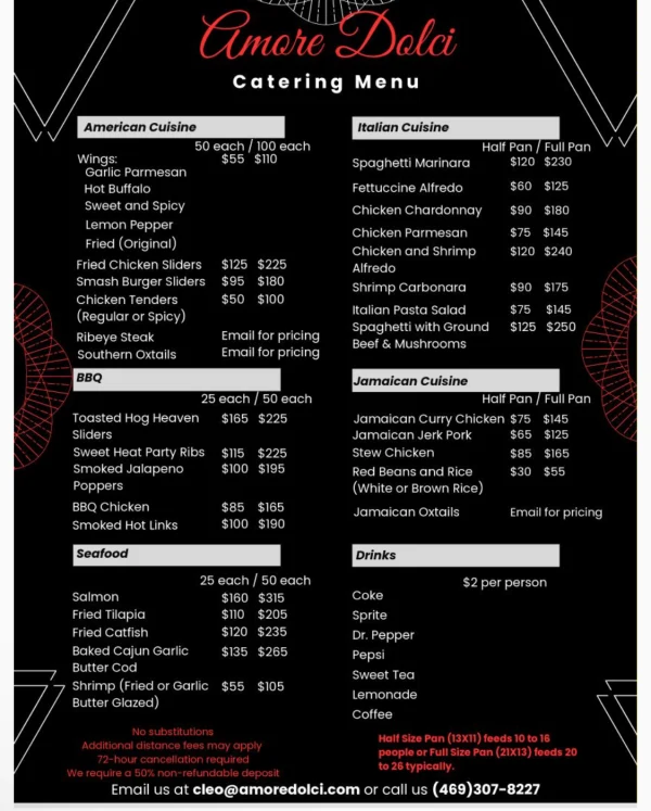 Our Catering menu