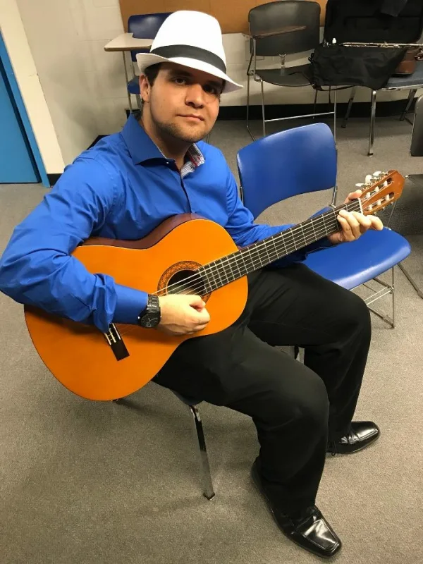 Picture before playing at a college concert
