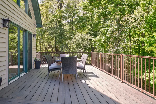 Composite decking with metal railing