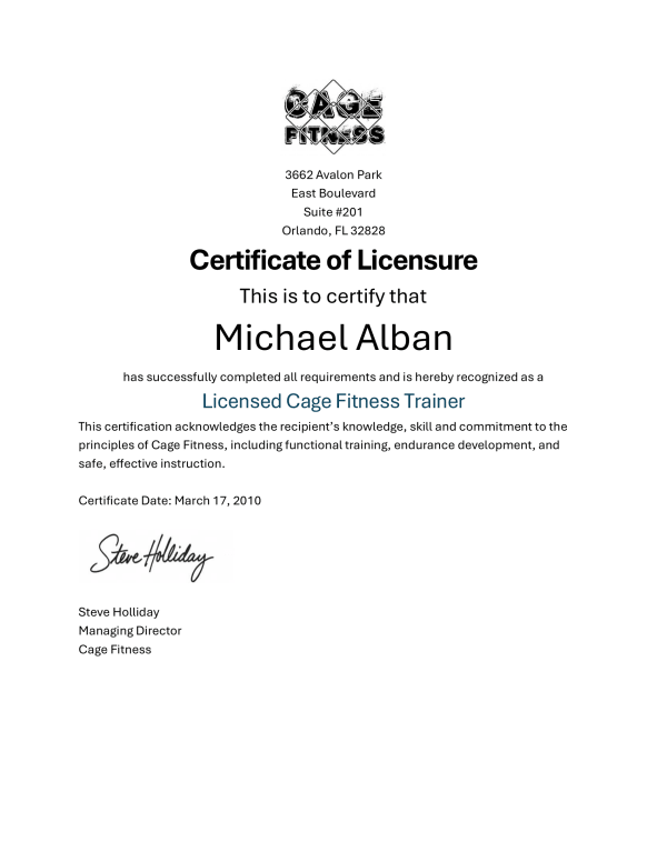 Cage Fitness License