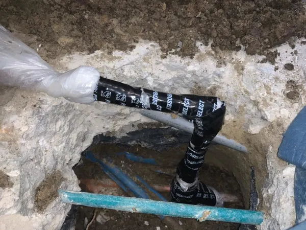 Slab leak repair at kitchen faucet