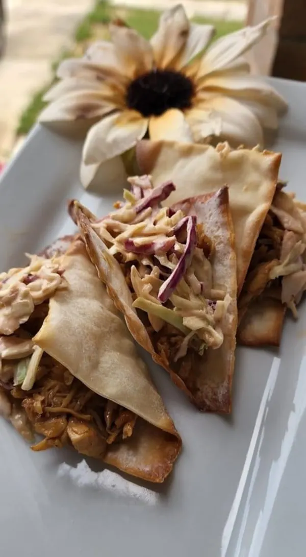 Chicken teriyaki wonton tacos