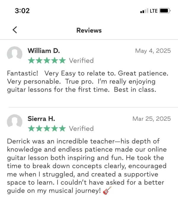 Screenshot of reviews from another website