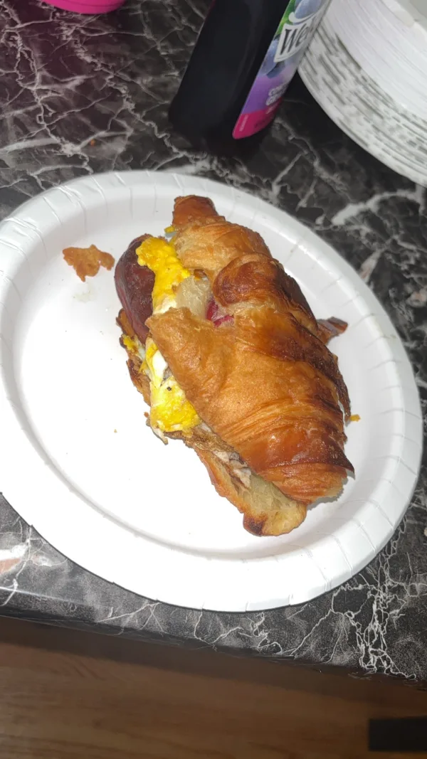 Bacon, egg, and cheese croissant
