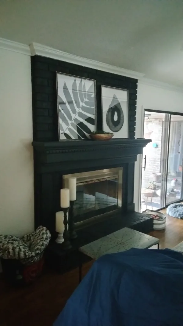 painted brick fireplace