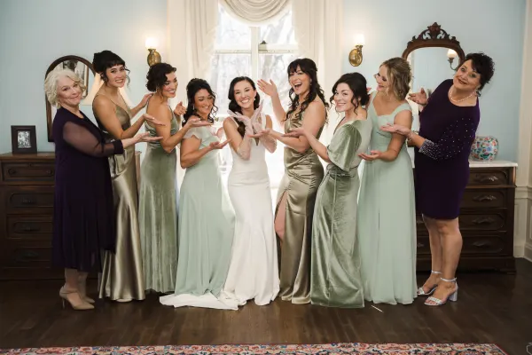 Bride with bridesmaids