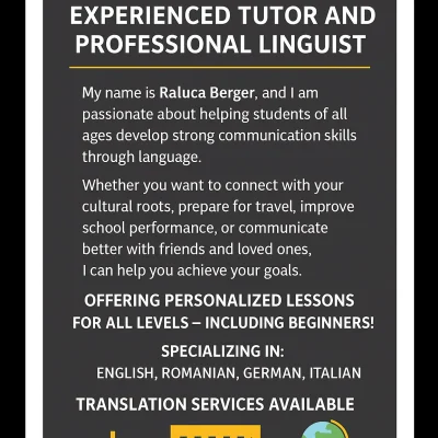 English, German, Italian, Romanian Classes