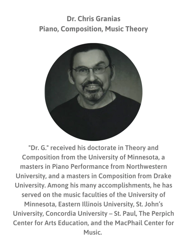 Dr Chris Granias, Piano and Music Theory