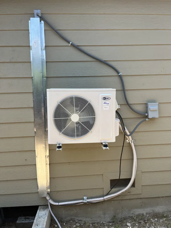 Stylish and compact mini-split indoor unit installed to provide quiet and efficient climate control in any room