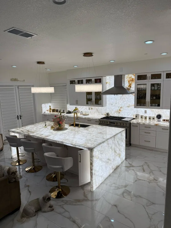 Kitchen Marble and wall LED lighting