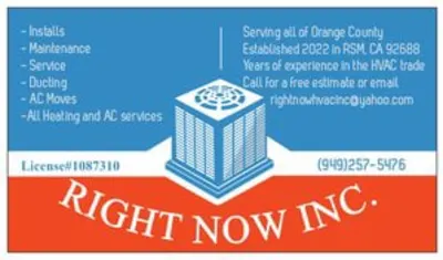 Right Now Heating And Air Conditioning Inc.