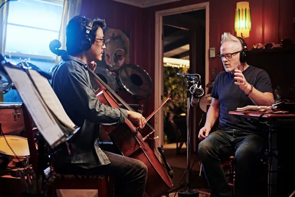 Recording cello with film composer Bobby Johnston