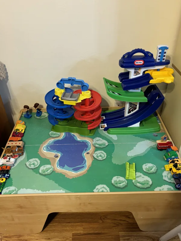 Car toys and racetrack for boys.
