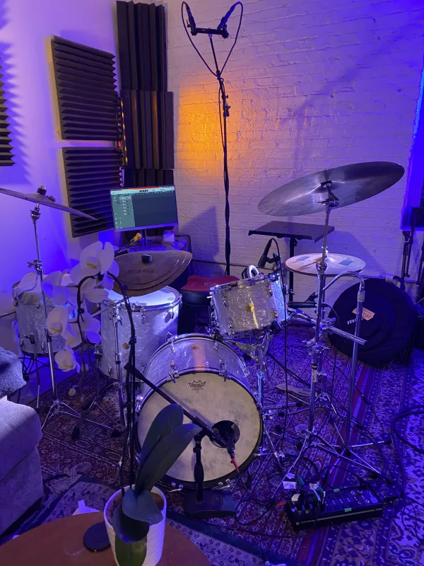 Set up for multi track drum recording 