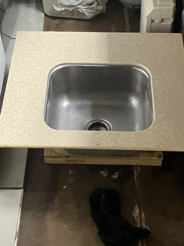 Custom sink and hand cut countertop