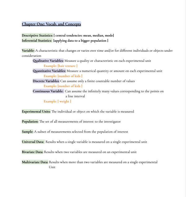 Chapter study guide I have created for a previous student