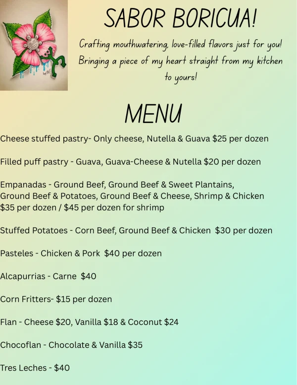Some menu items, more to come!