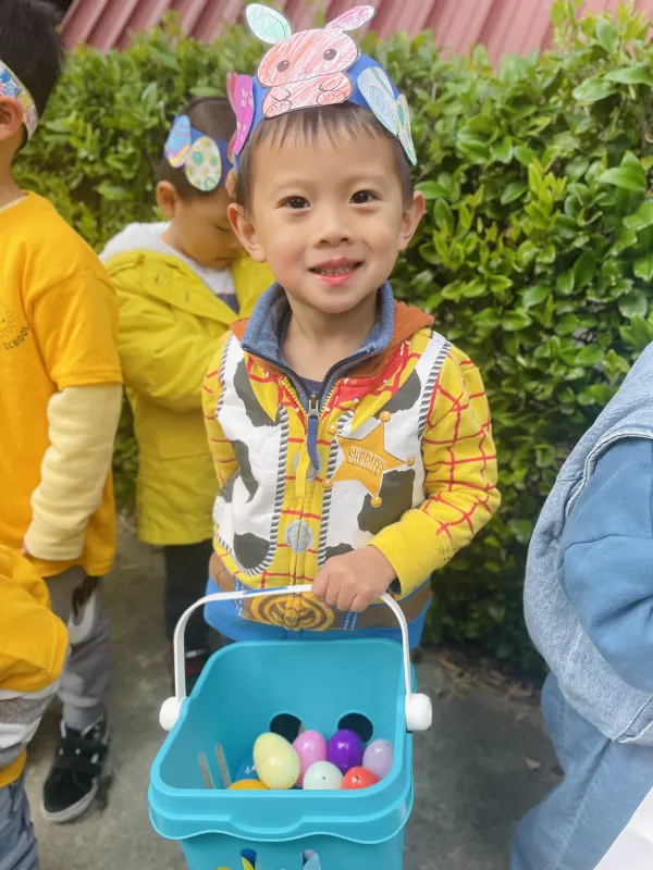 This student had a successful egg hunt. 