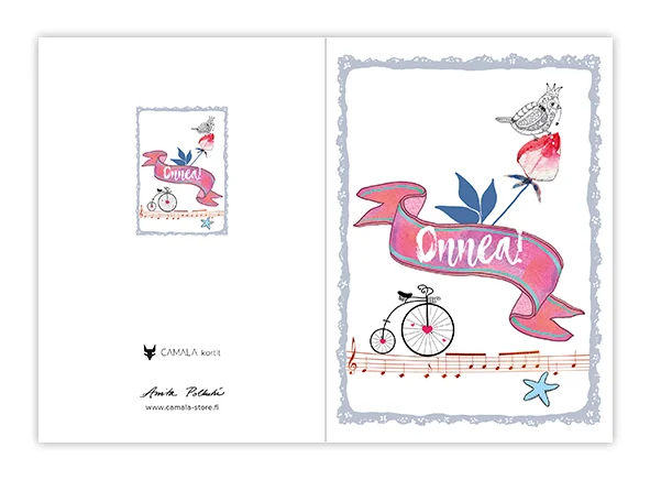 Onnittelukortti onnitteluviiri ja pieni pyörä