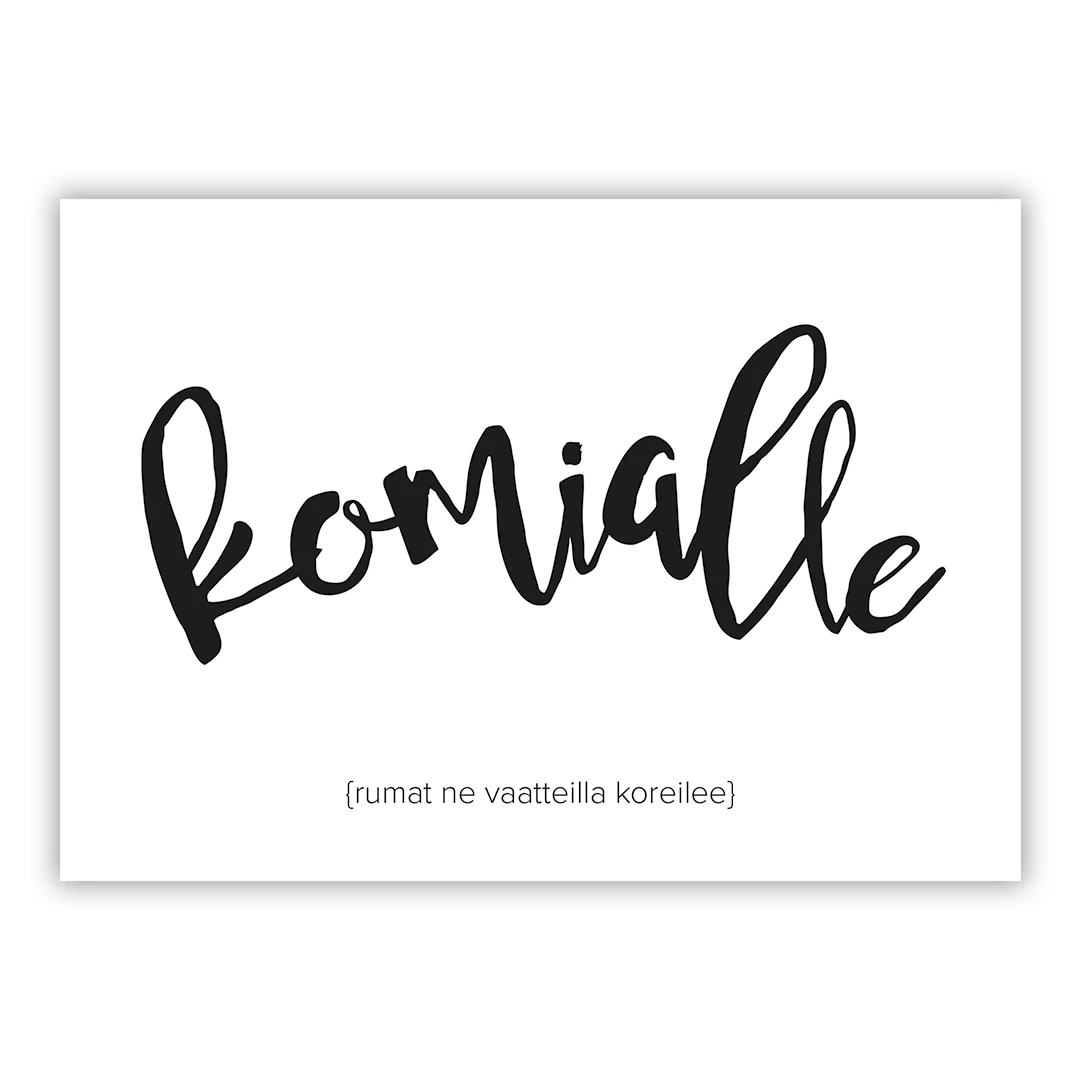 komialle tekstikortti postikortti