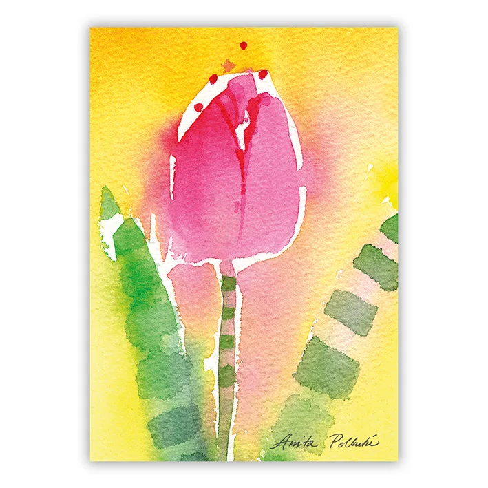 kesäinen punainen tulppaani postikortti