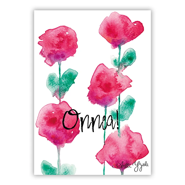 punaisia kukki postikortti