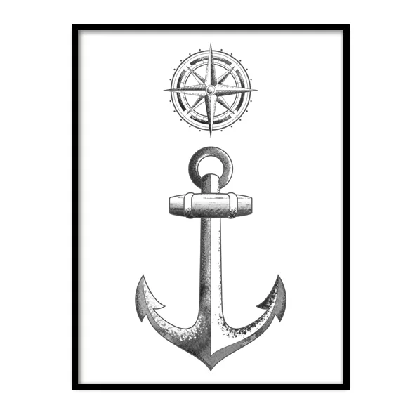 mustavalkoinen juliste ankkurista