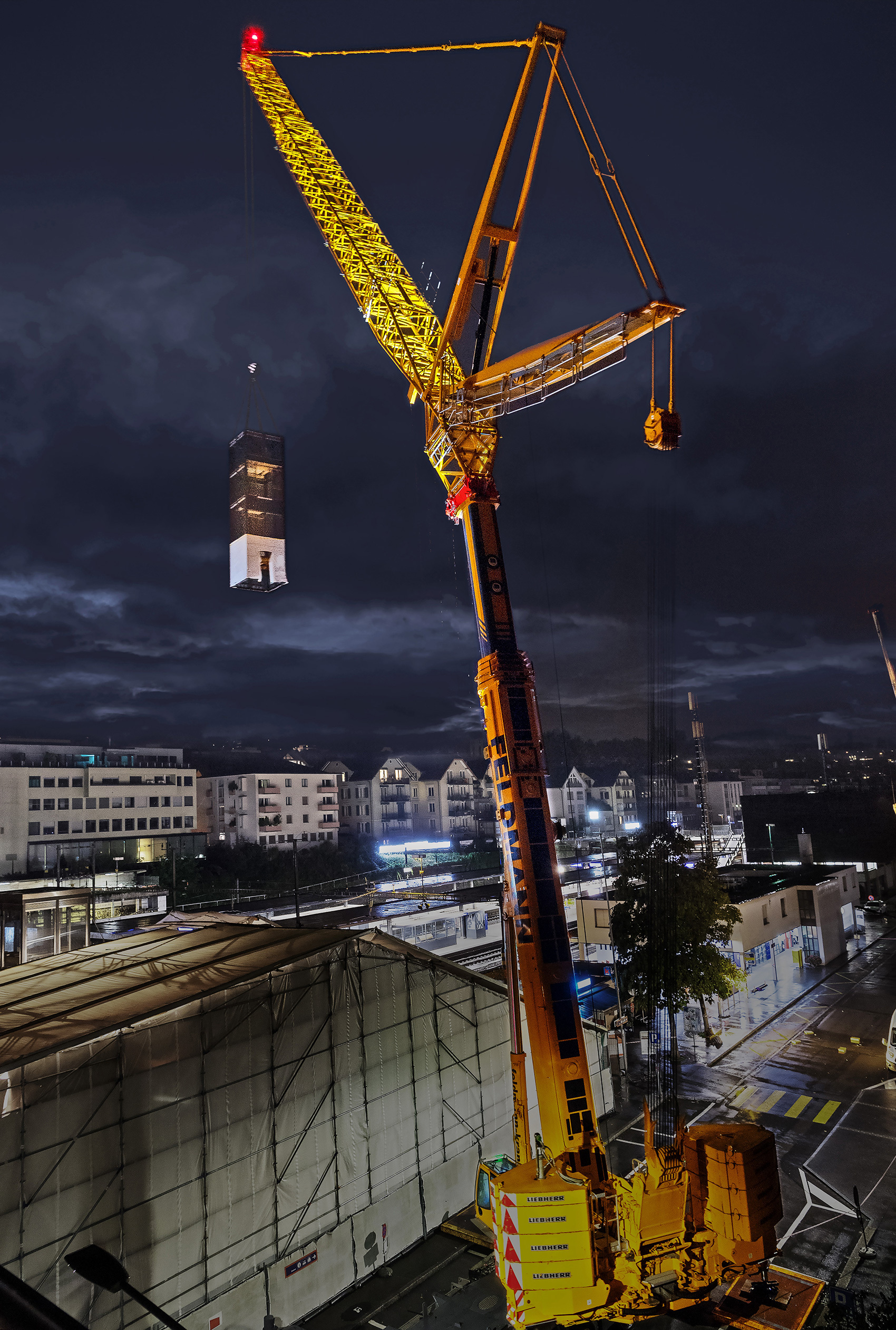 Nuit de travail pluvieuse à Thalwil