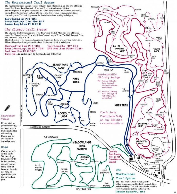 Hardwood Ski XC Trail Map 1